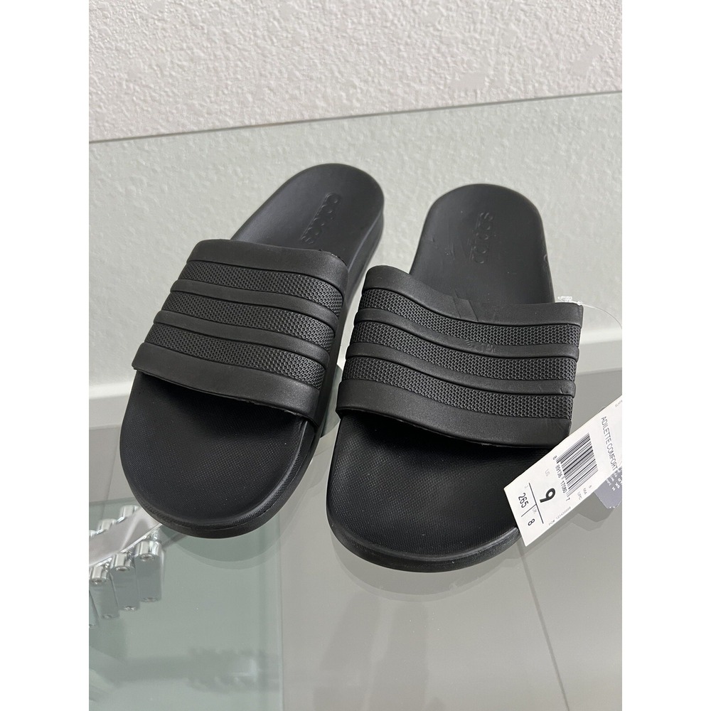 adidas Men's Adilette Comfort Slide Sandal 9 Black/Black